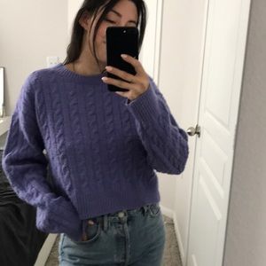 Chunky knit purple cropped sweater